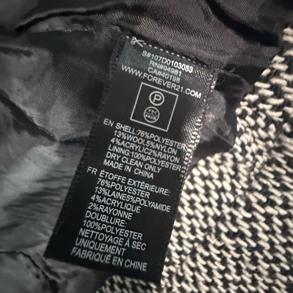 Forever 21 Tweed Houndstooth Fitted Tailored Wool-Blend Jacket – Size Medium - Picture 5 of 7